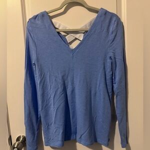 Lilly Pulitzer Luxletic Areli Pullover Top Bennet Blue Criss Cross Sz Small